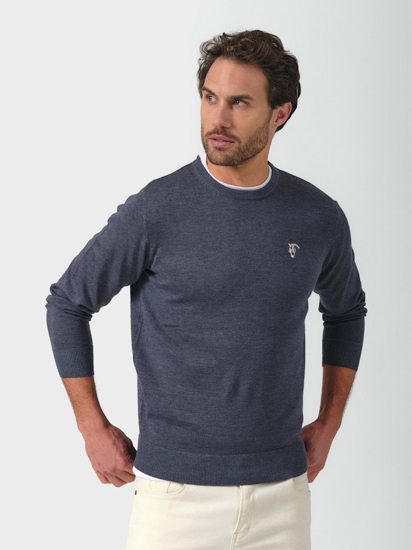 Suéter Gola Redonda Melange | Marino