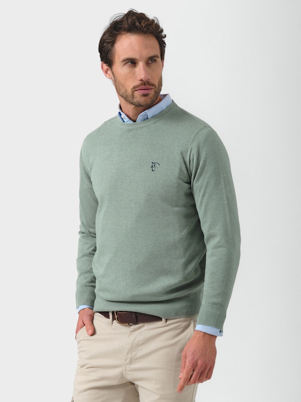 Suéter Gola Redonda Melange | Basil