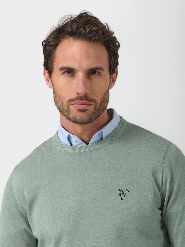 Suéter Gola Redonda Melange | Basil