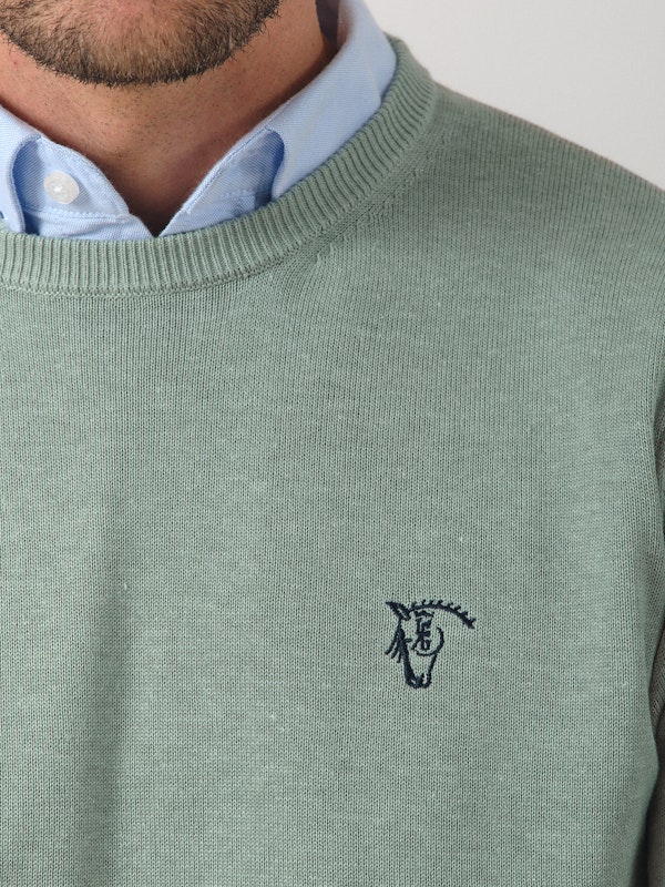 Suéter Gola Redonda Melange | Basil