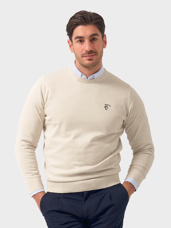 Crewneck Melange Sweater | Nude