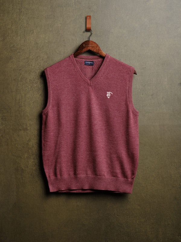 Melange Knitted Vest | Burgundy