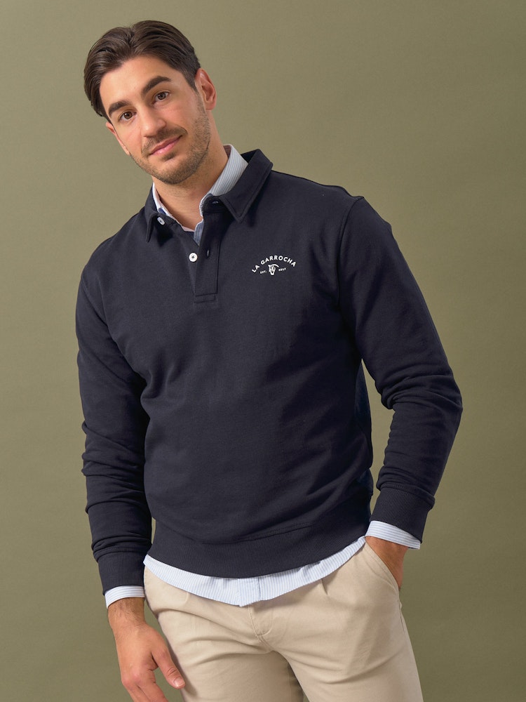 Sweat-shirt Col Polo Marino