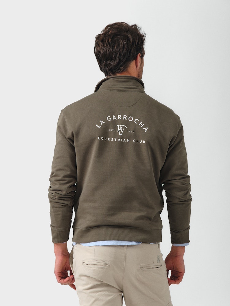 Sudadera Cuello Polo Oliva