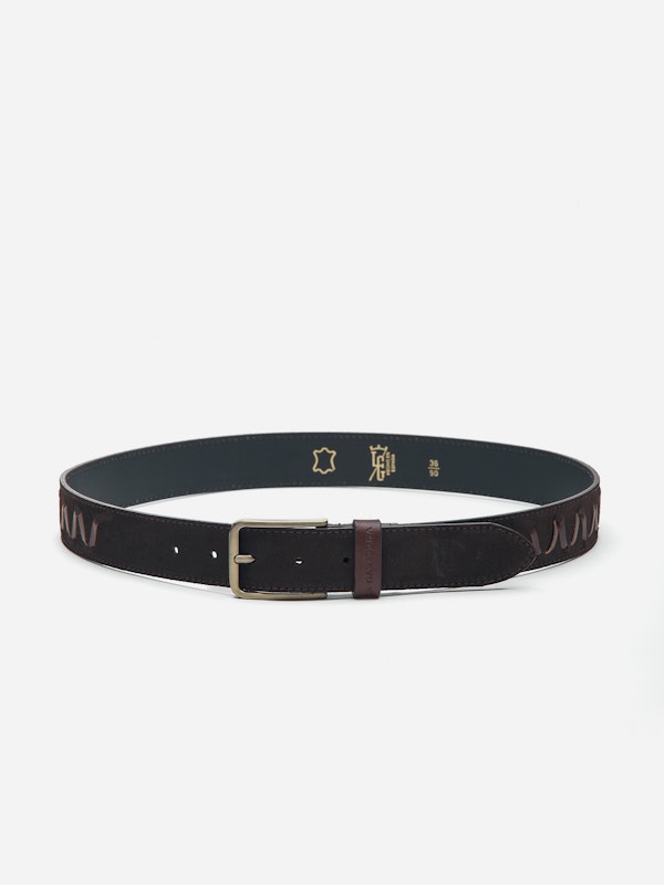 Herringbone Suede Belt | Chocolate