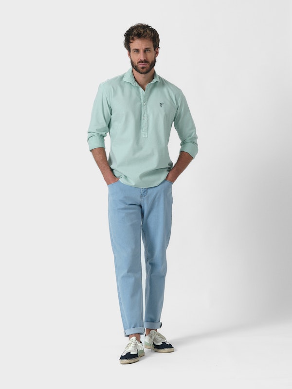 Camisa Polo Garment Dyed | Agua