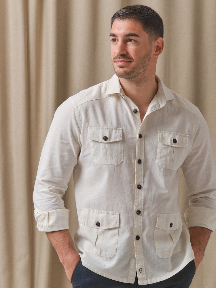 Hombre Camisa Estilo Guayabera Hombre Guayabera Moderna Camisa - Main Image