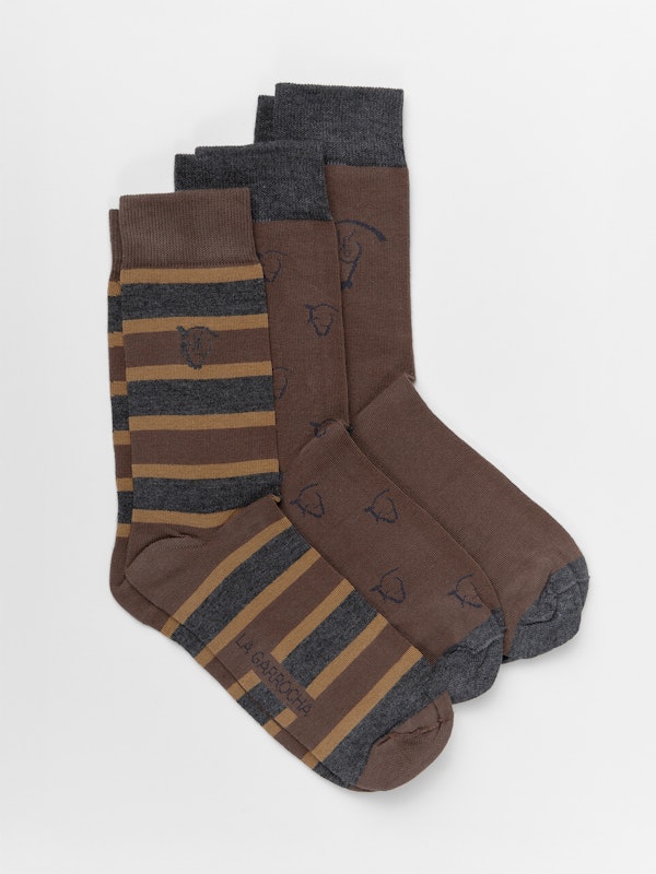 Pack de 3 Chaussettes Rayées | Tostado