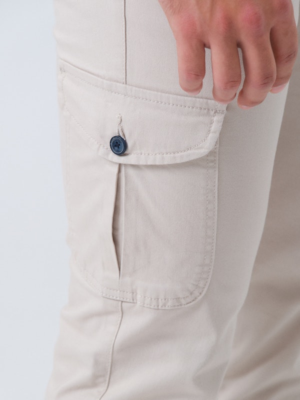 Calças cargo algodão | Beige