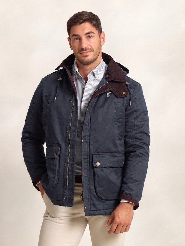 Parka Efeito Encerado | Marino