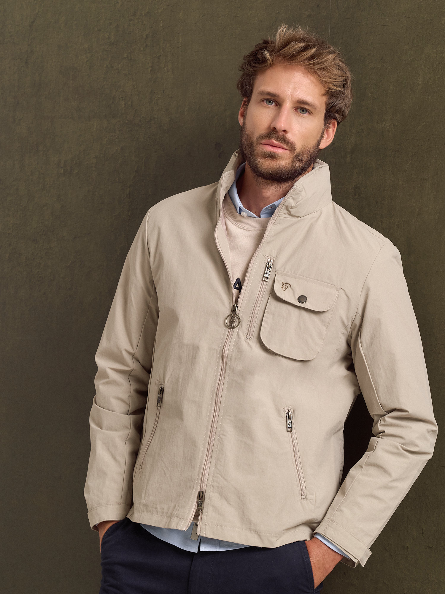 Technical windbreaker Jacket | Beige