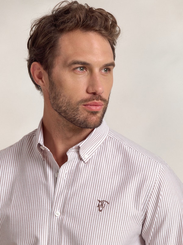 Camisa Oxford Rayas | Taupe