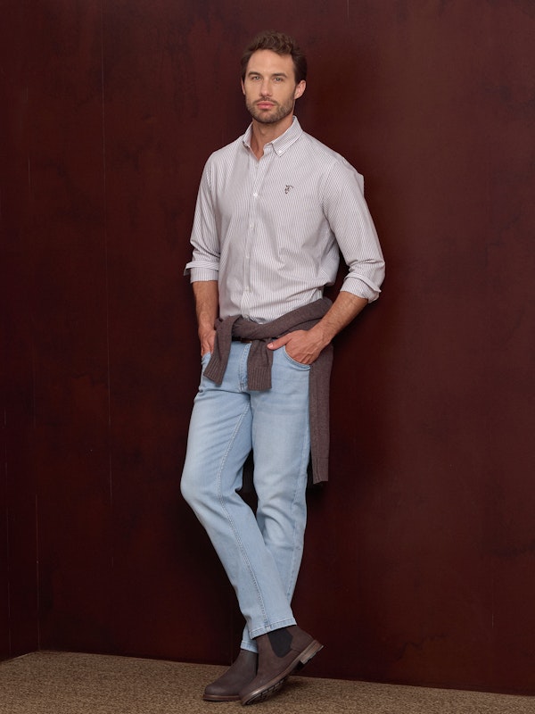 Camisa Oxford Rayas | Taupe