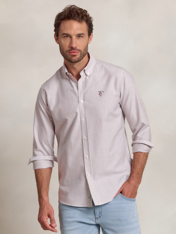 Camisa Oxford Rayas | Taupe