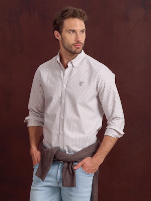 Camisa Oxford Listrada | Taupe