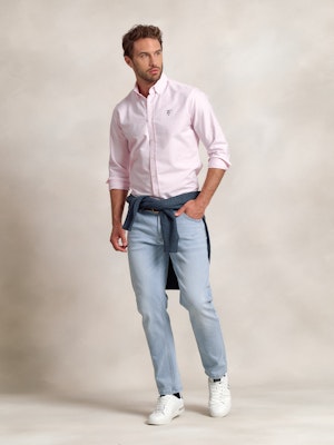 Camisa Oxford Listrada | Rosa