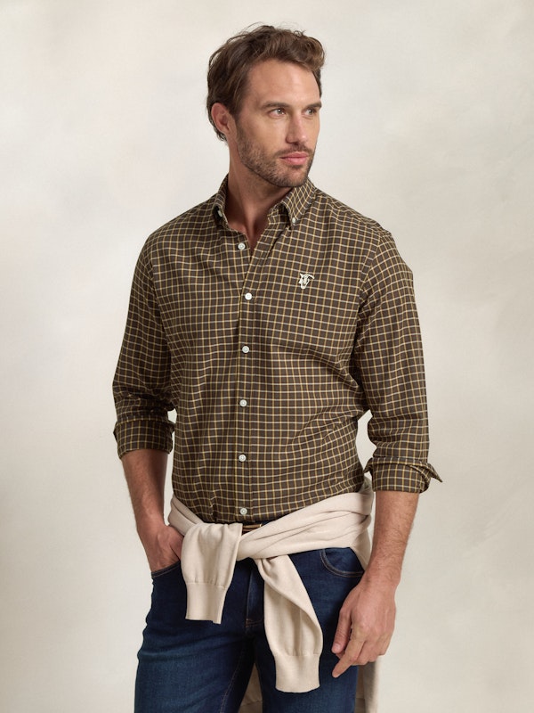 Chemise à Carreaux en viyella Marron