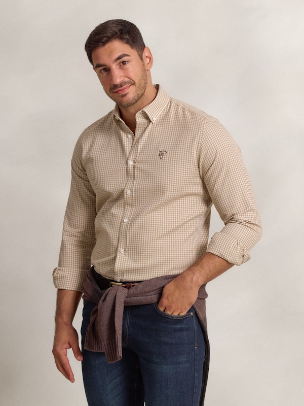  Chemise Viella à Petits Carreaux Vichy | Camel