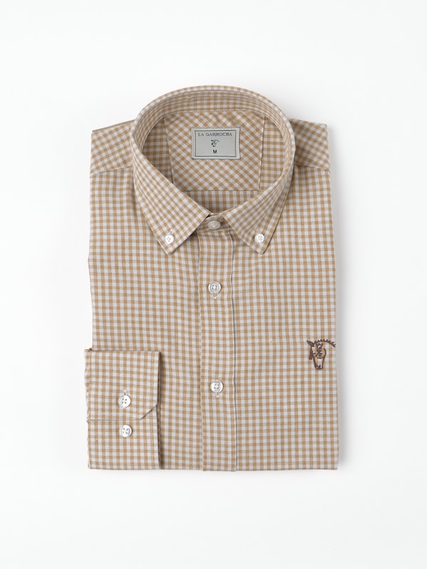  Chemise Viella à Petits Carreaux Vichy | Camel