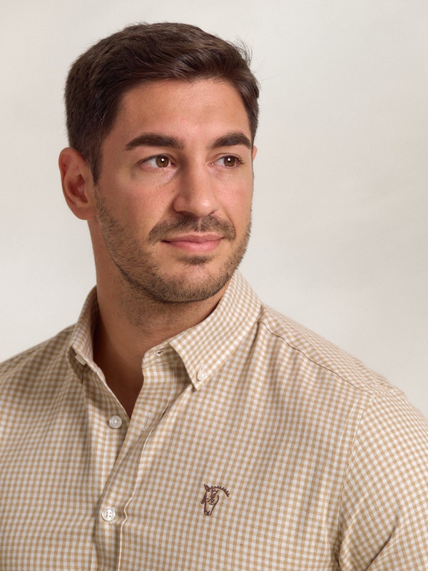  Chemise Viella à Petits Carreaux Vichy | Camel