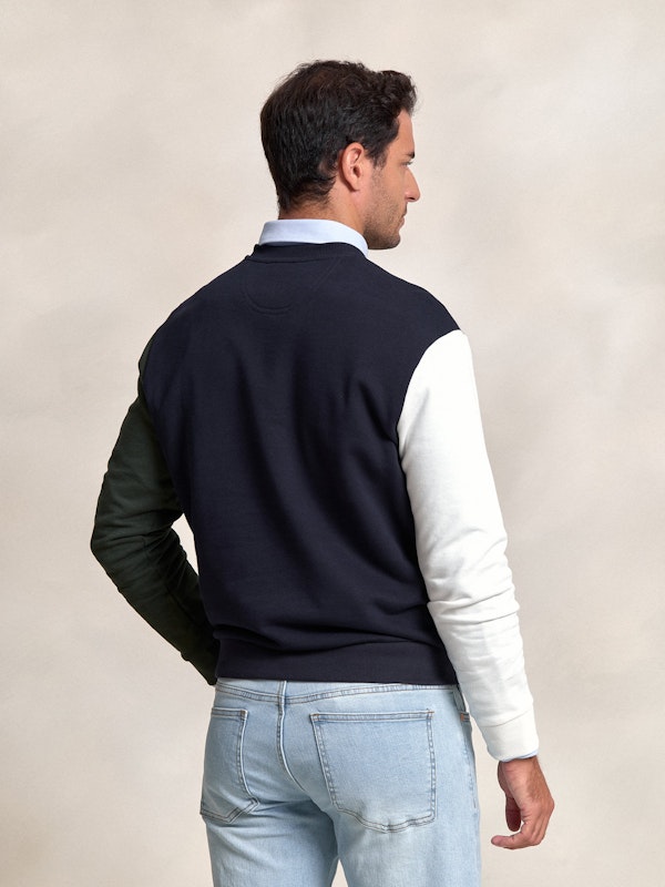 Sweatshirt à Col Boîte Multicolore | Marino