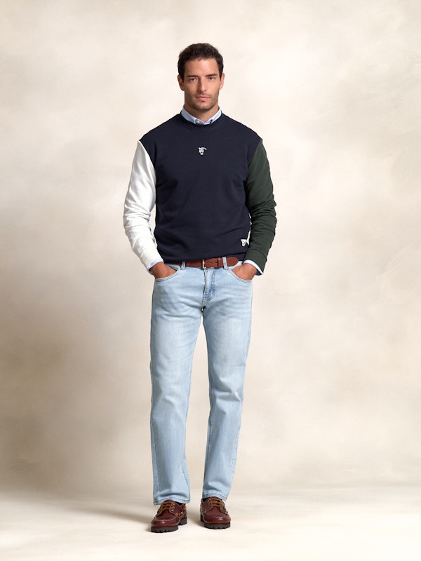 Sweatshirt à Col Boîte Multicolore | Marino