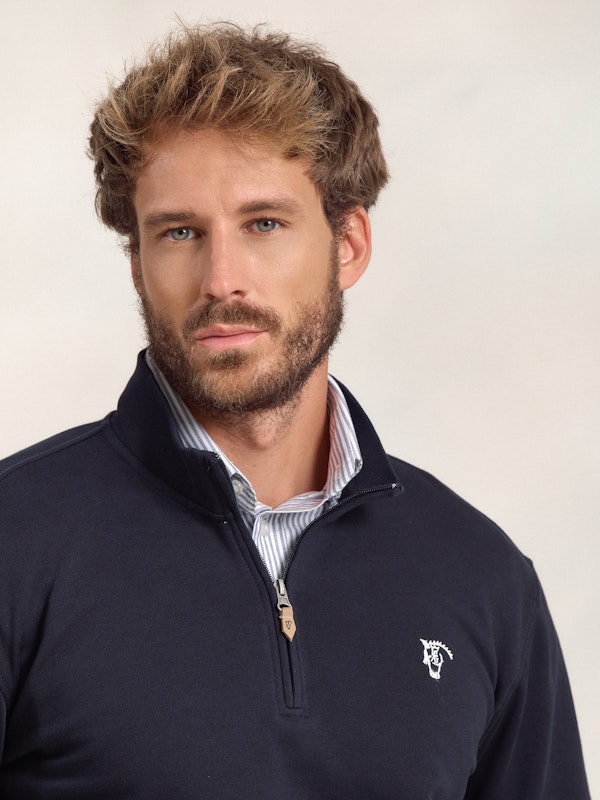 Sudadera Media Cremallera Básica | Marino