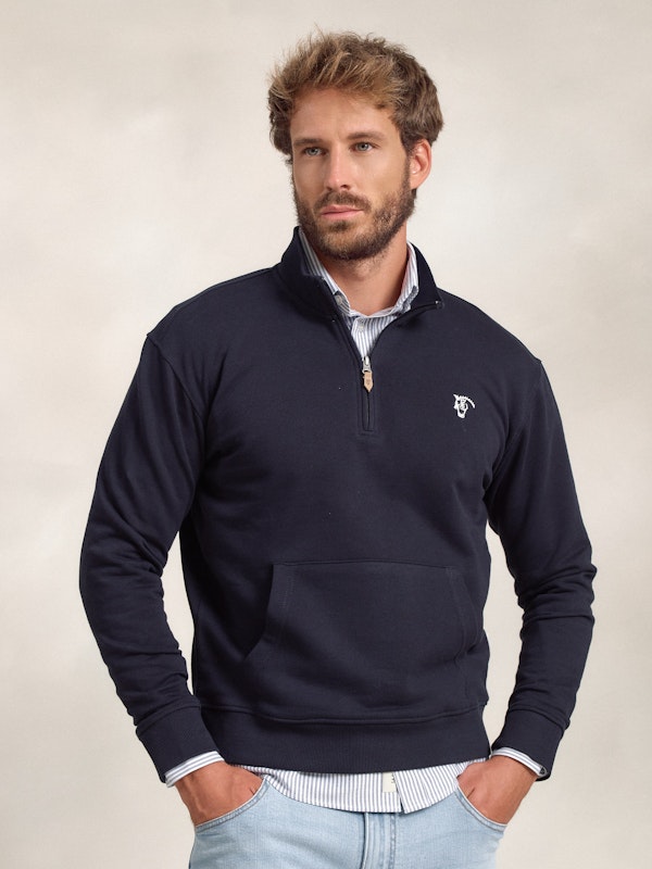 Sudadera Media Cremallera Básica | Marino