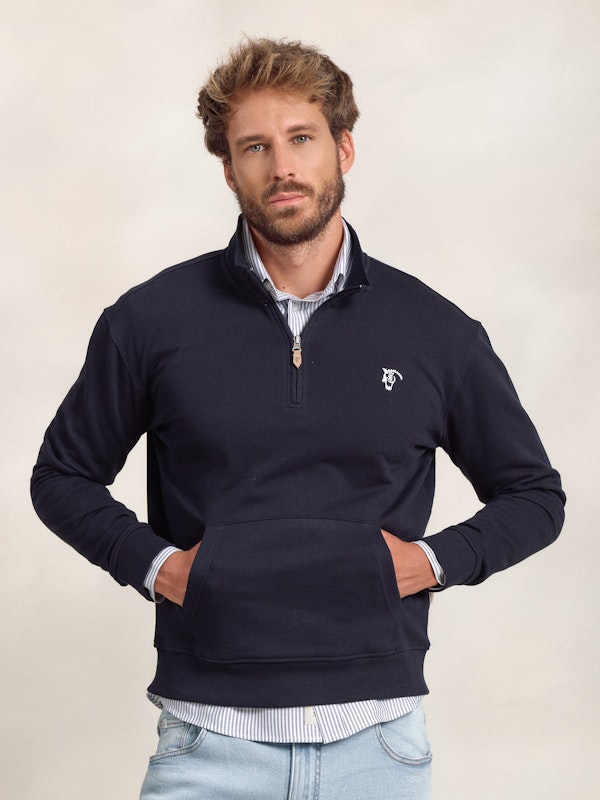 Sudadera Media Cremallera Básica | Marino