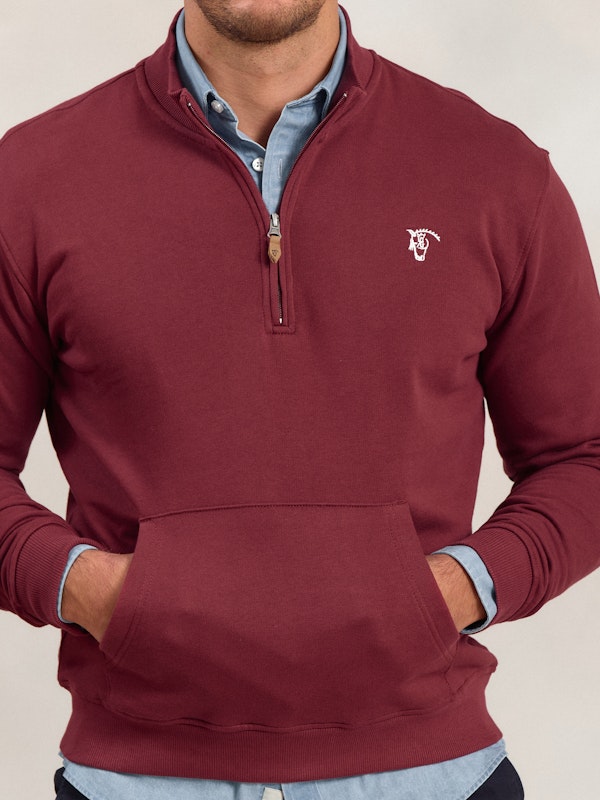 Sweat-shirt à demi-zip basique | Burgundy
