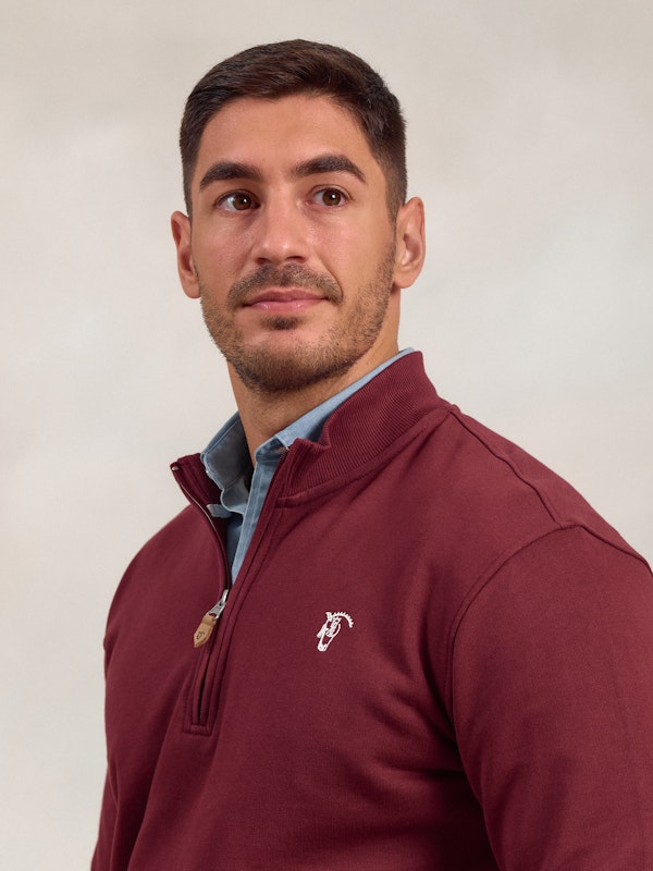 Sweat-shirt à demi-zip basique | Burgundy