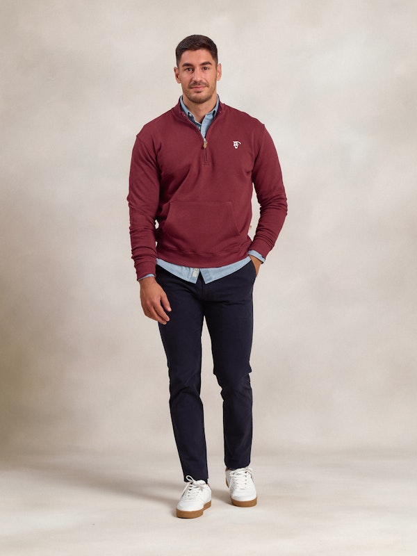 Sweat-shirt à demi-zip basique | Burgundy