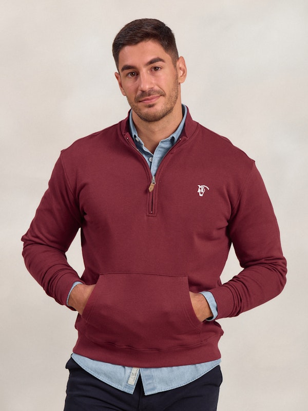 Basic Half-Zip Sweatshirt | Burgundy