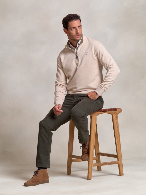 Sweat-shirt à demi-zip détail | Nude