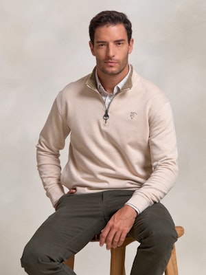 Sweatshirt de meio zíper detalhe | Nude