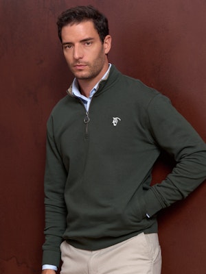 Sweatshirt de meio zíper detalhe | Abeto