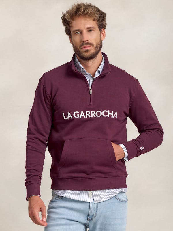 Half-Zip Brand Sweatshirt | Mulberry