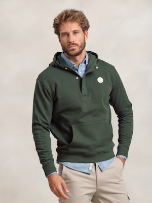 Sweatshirt com Meio Zíper e Capuz | Abeto