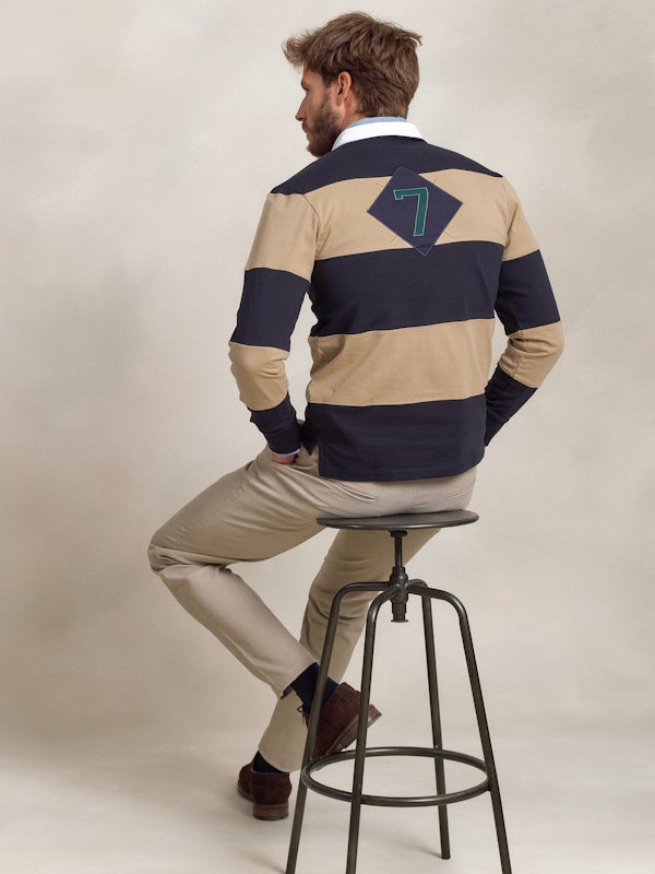 Polo Rayé avec Numéro | Marino