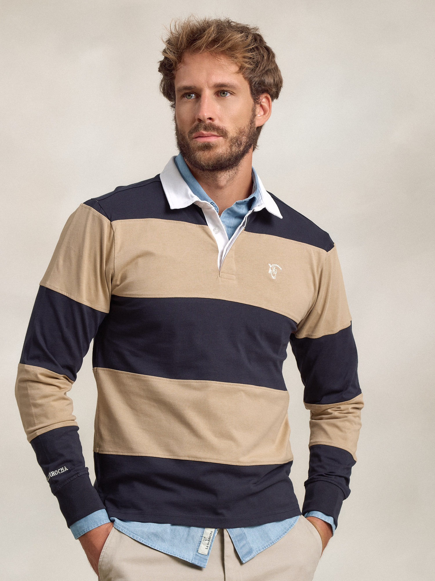 Striped Number Polo | Marino
