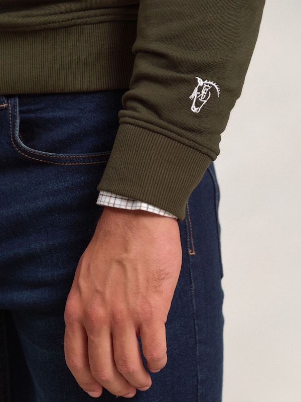 Sweat-shirt à Demi-zip avec Bande Velours Côtelé | Caza