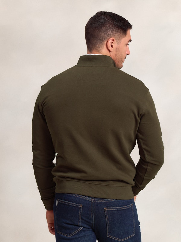 Sweat-shirt à Demi-zip avec Bande Velours Côtelé | Caza