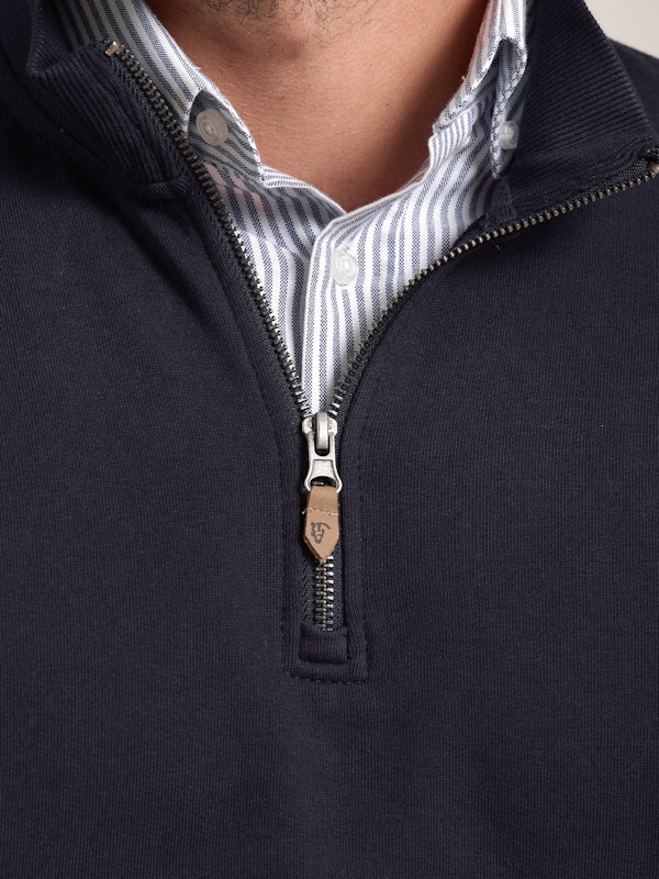 Sweat-shirt à Demi-zip avec Bande Velours Côtelé | Marino 