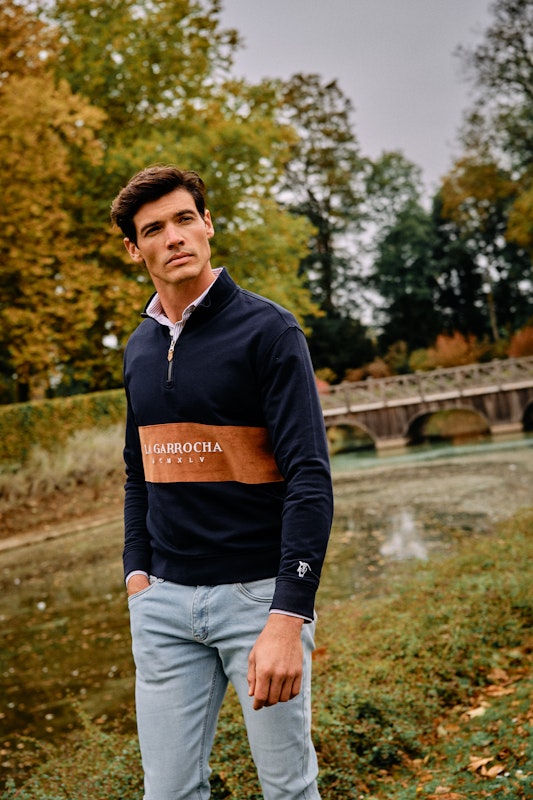 Sweat-shirt à Demi-zip avec Bande Velours Côtelé | Marino 