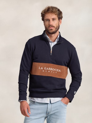 Sweat-shirt à Demi-zip avec Bande Velours Côtelé | Marino 