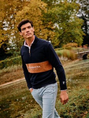 Sudadera Media Cremallera Banda Micropana | Marino