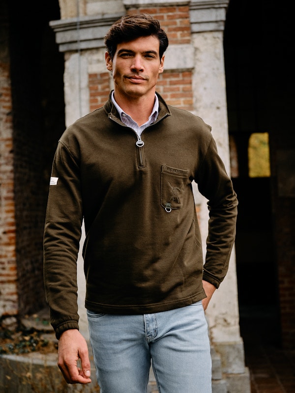 Sweat-shirt à demi-zip avec Poche | Caza
