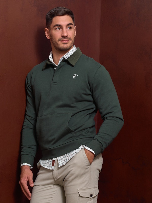 Sweat-shirt à Col Polo en velours Côtelé | Abeto