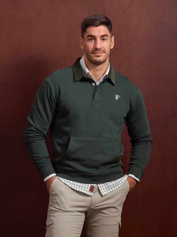 Sweat-shirt à Col Polo en velours Côtelé | Abeto