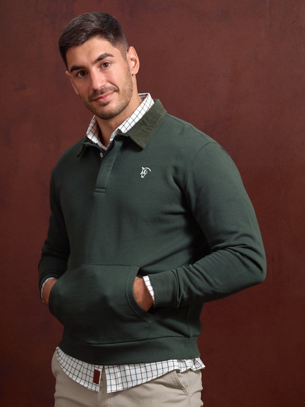 Sweat-shirt à Col Polo en velours Côtelé | Abeto